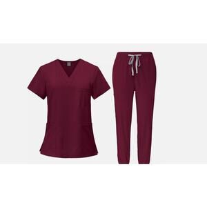 NWT Pandamed Unisex Scrubs - Wine, Size XL